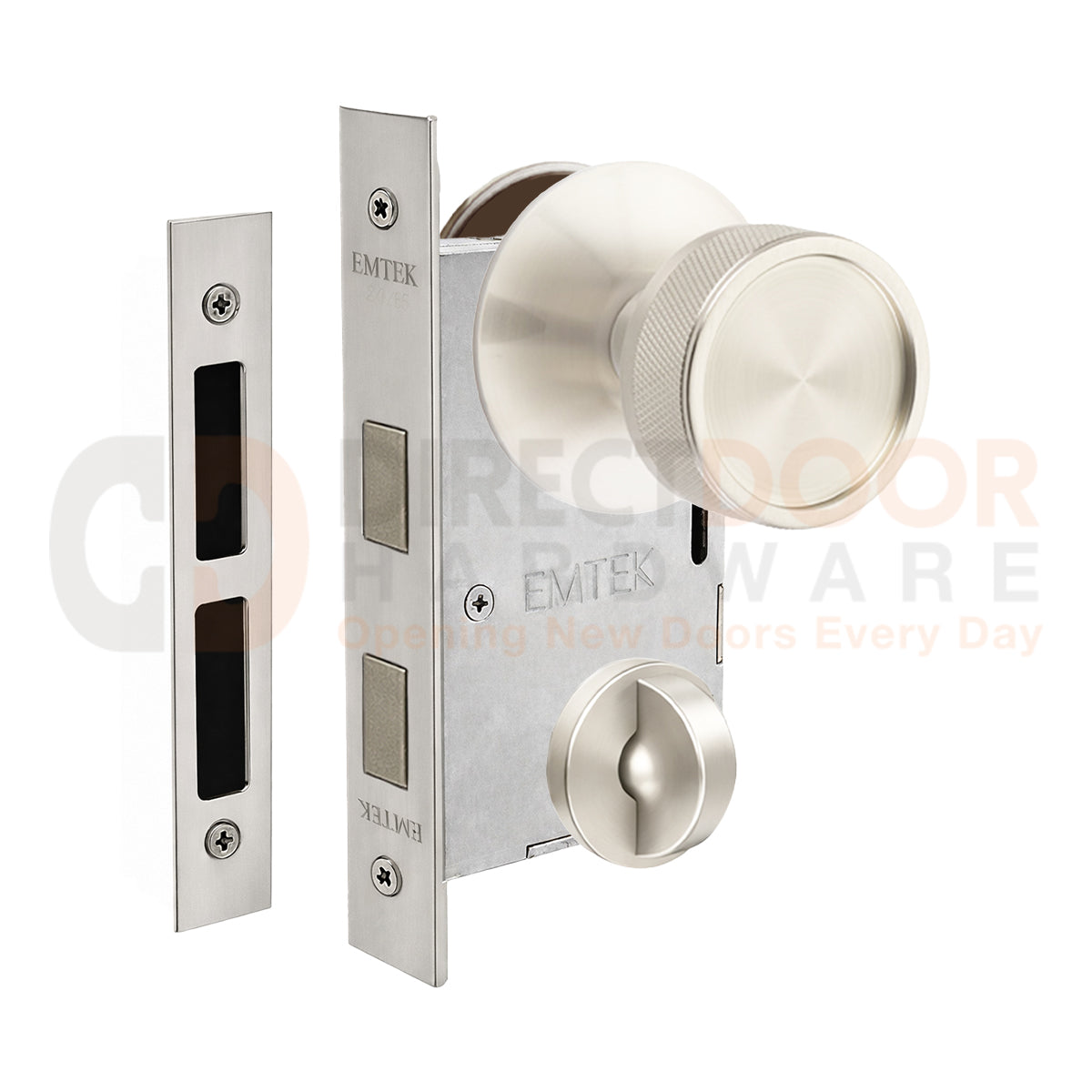 Emtek Conical Knurled Interior Mortise Knob with Modern Rosette