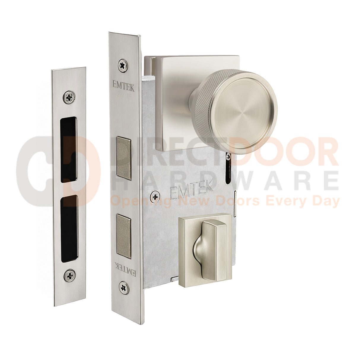 Emtek Conical Knurled Interior Mortise Knob with Square Rosette