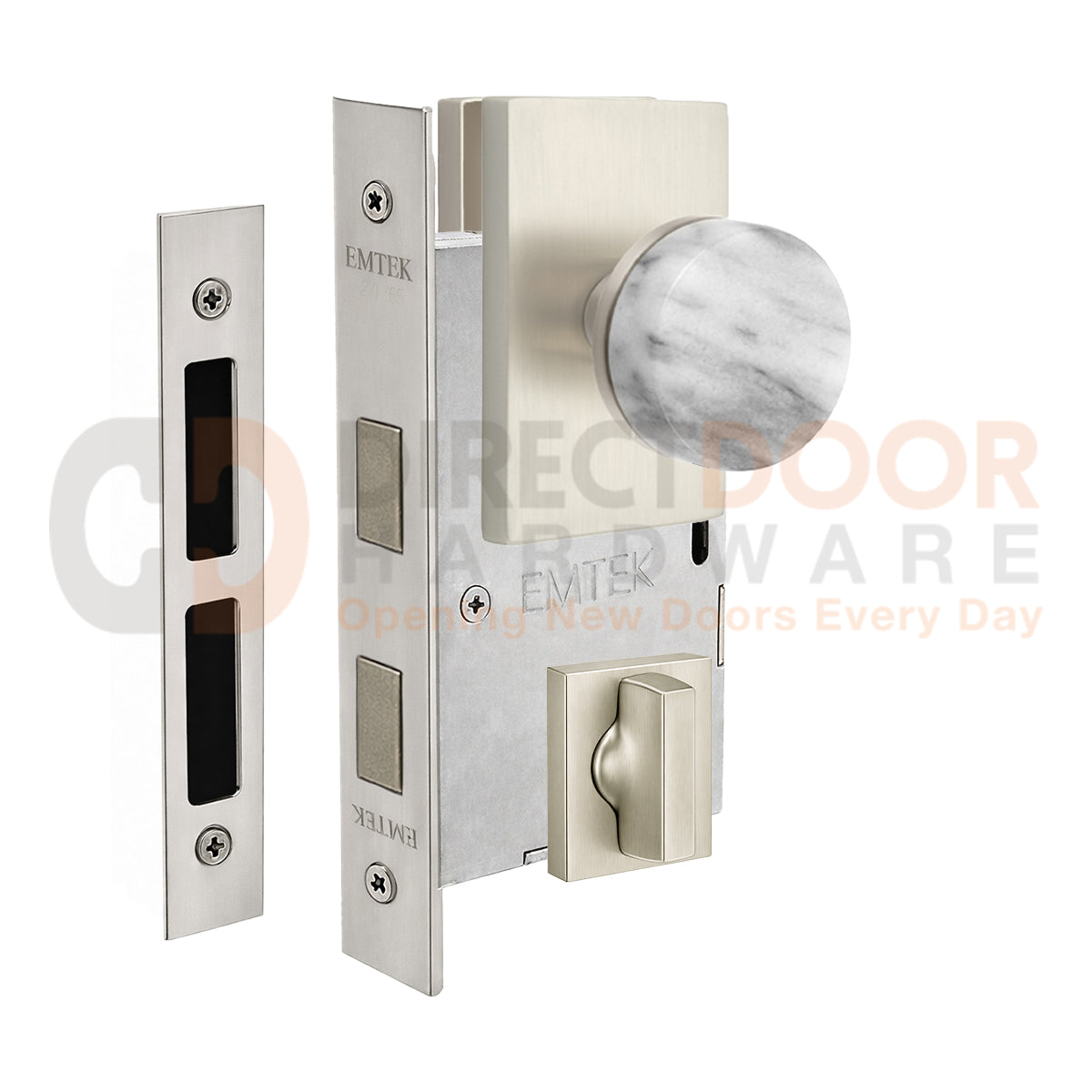 Emtek Conical Marble Interior Mortise Knob with Modern Rectangular Rosette