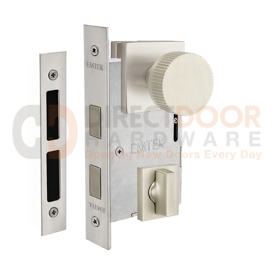 Emtek Conical Straight Knurled Interior Mortise Knob with Square Rosette