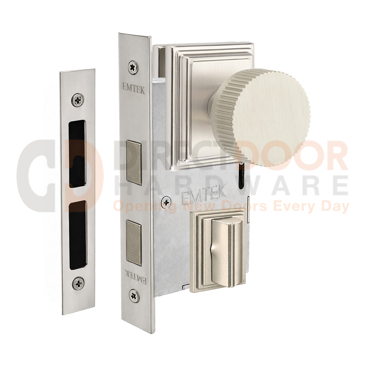 Emtek Conical Straight Knurled Interior Mortise Knob with Wilshire Rosette