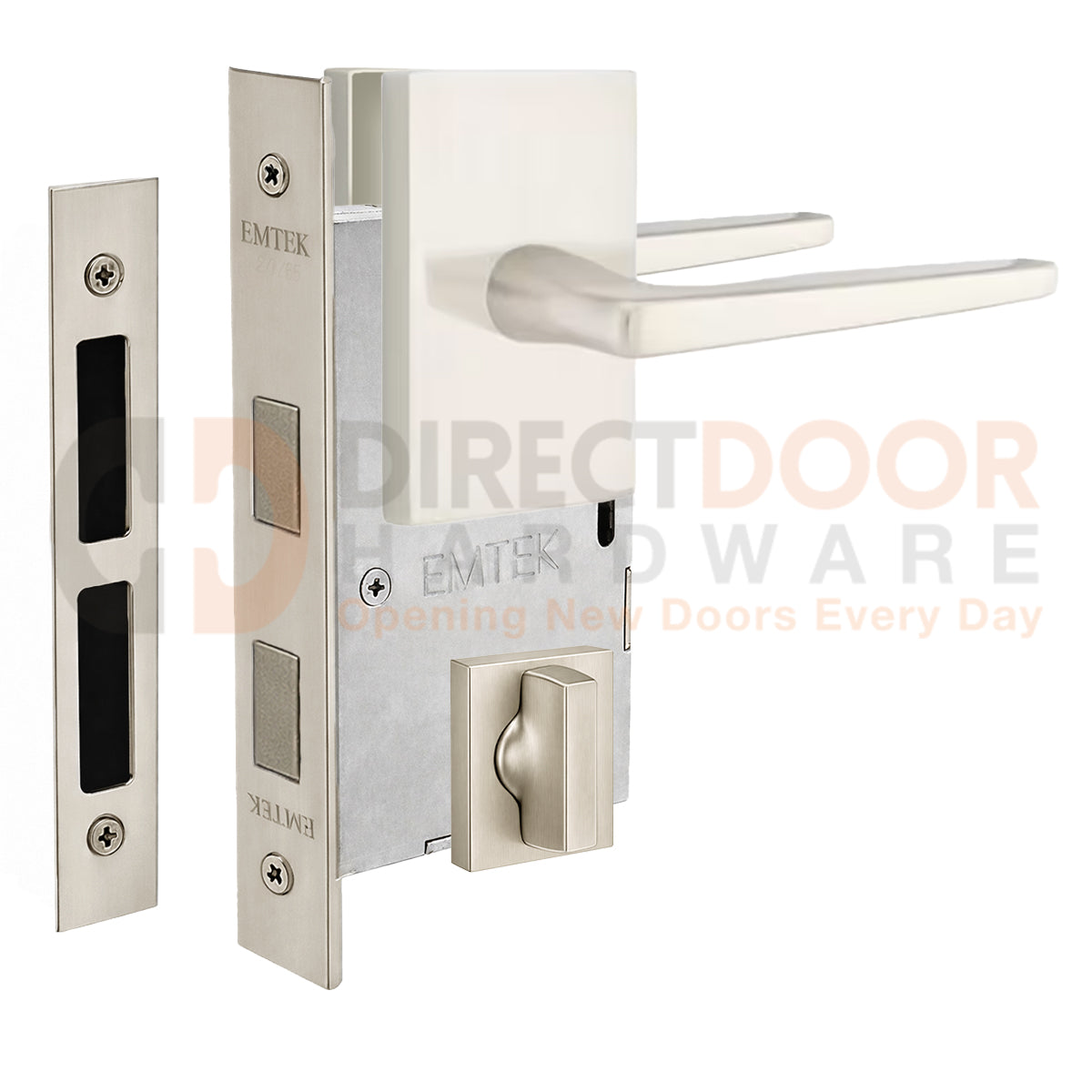 Emtek Hermes Interior Mortise Lever with Modern Rectangular Rosette