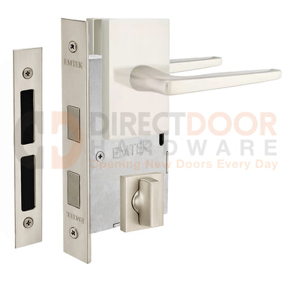 Emtek Hermes Interior Mortise Lever with Modern Rectangular Rosette