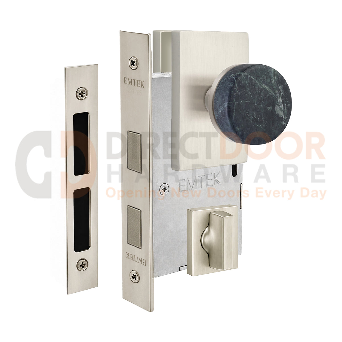 Emtek Green Marble Interior Mortise Knob with Modern Rectangular Rosette