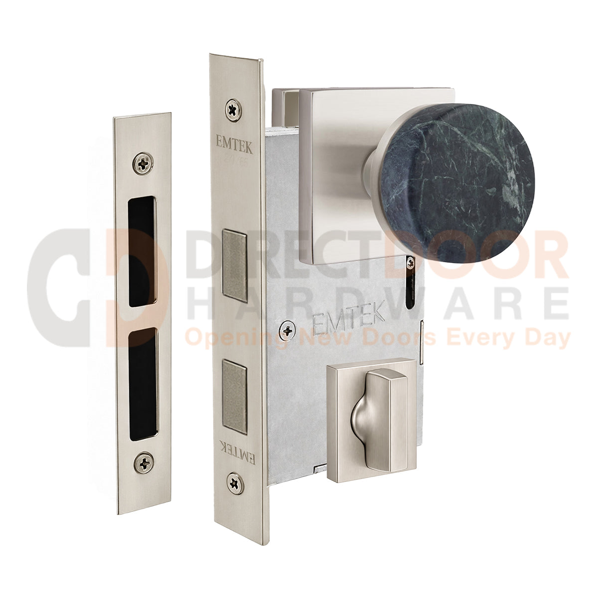 Emtek Green Marble Interior Mortise Knob with Square Rosette