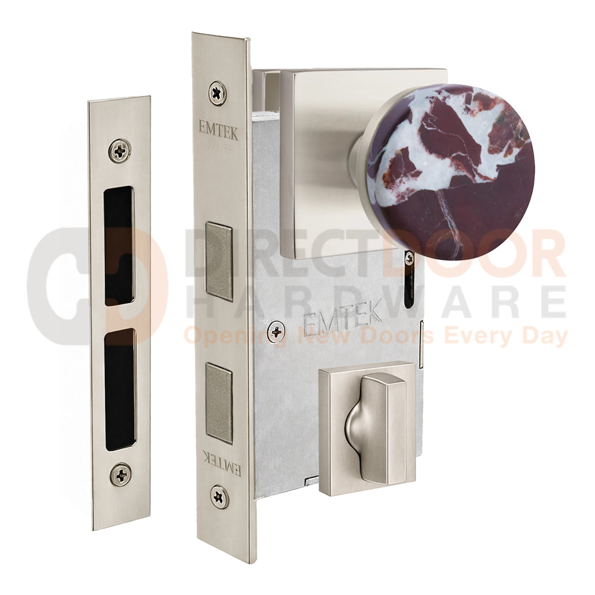 Emtek Rosso Levanto Interior Mortise Knob with Square Rosette