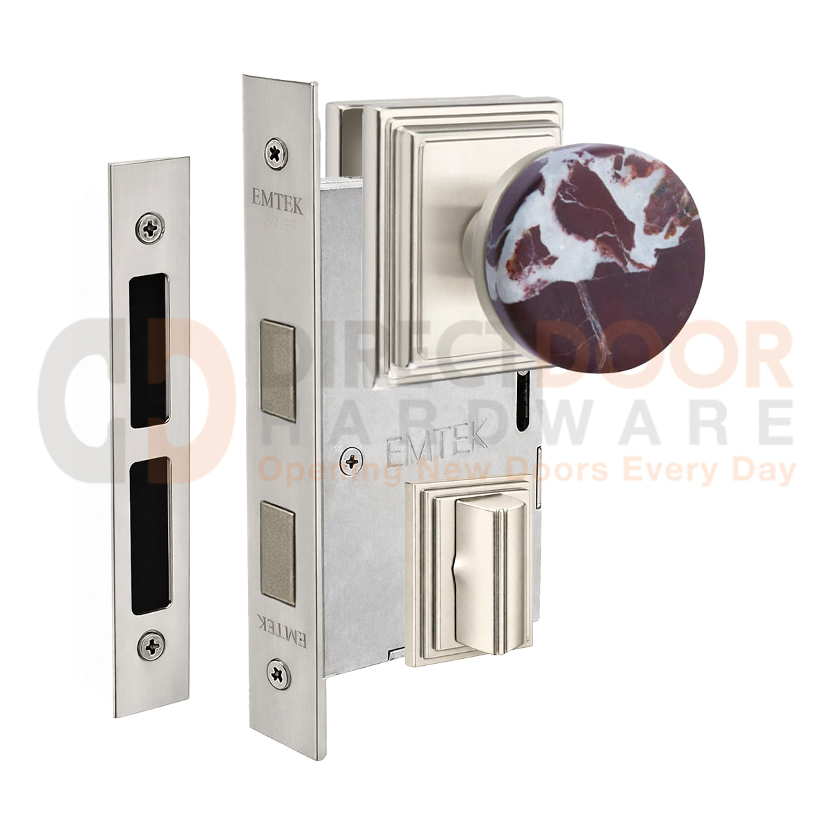 Emtek Rosso Levanto Interior Mortise Knob with Wilshire Rosette