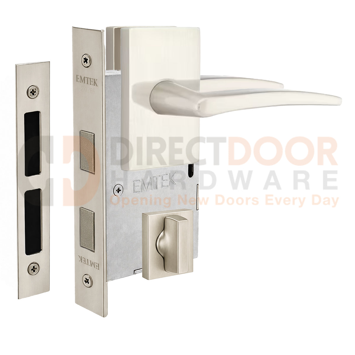 Emtek Poseidon Interior Mortise Lever with Modern Rectangular Rosette
