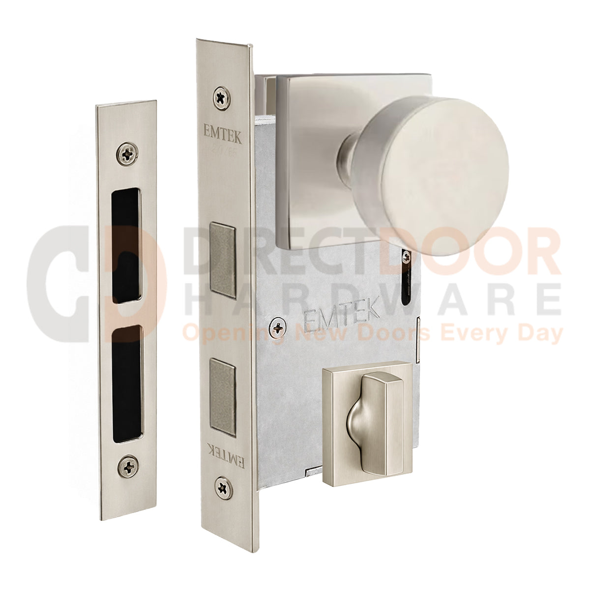 Emtek Round Interior Mortise Knob with Square Rosette