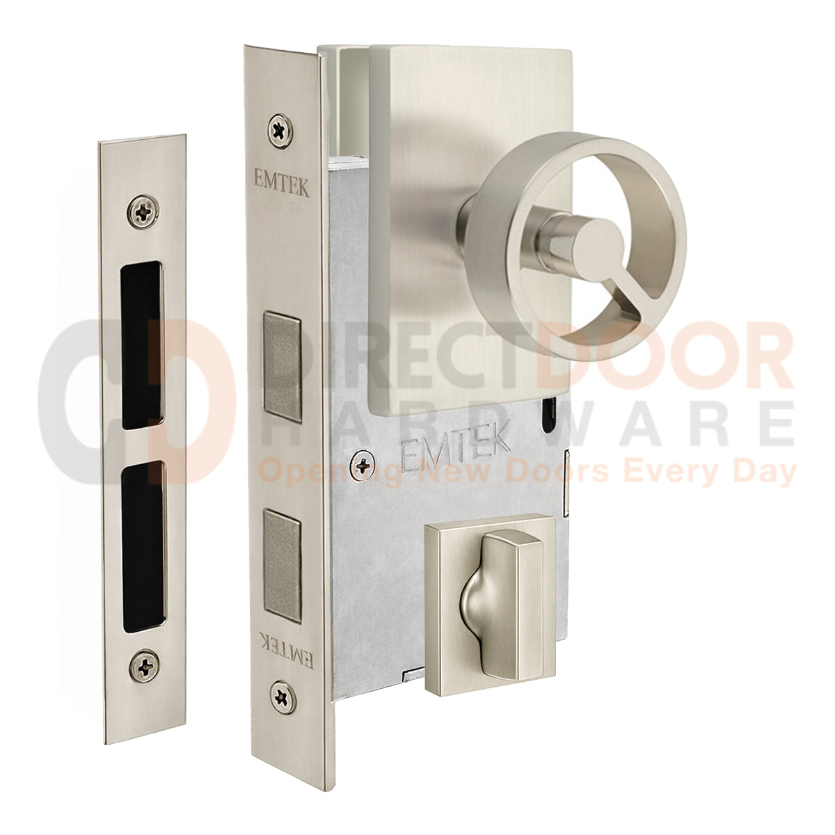 Emtek Spoke Interior Mortise Knob with Modern Rectangular Rosette