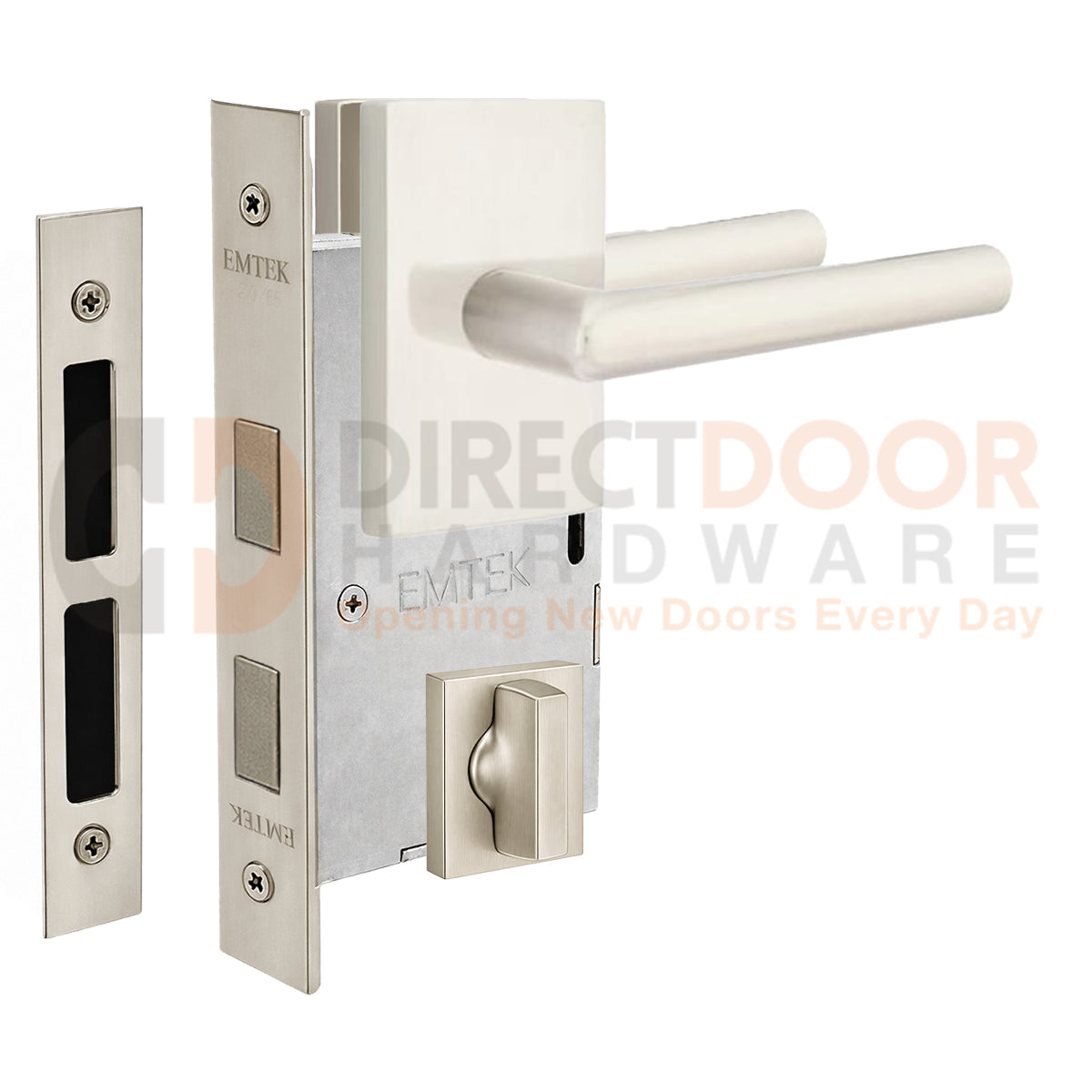 Emtek Stuttgart Interior Mortise Lever with Modern Rectangular Rosette