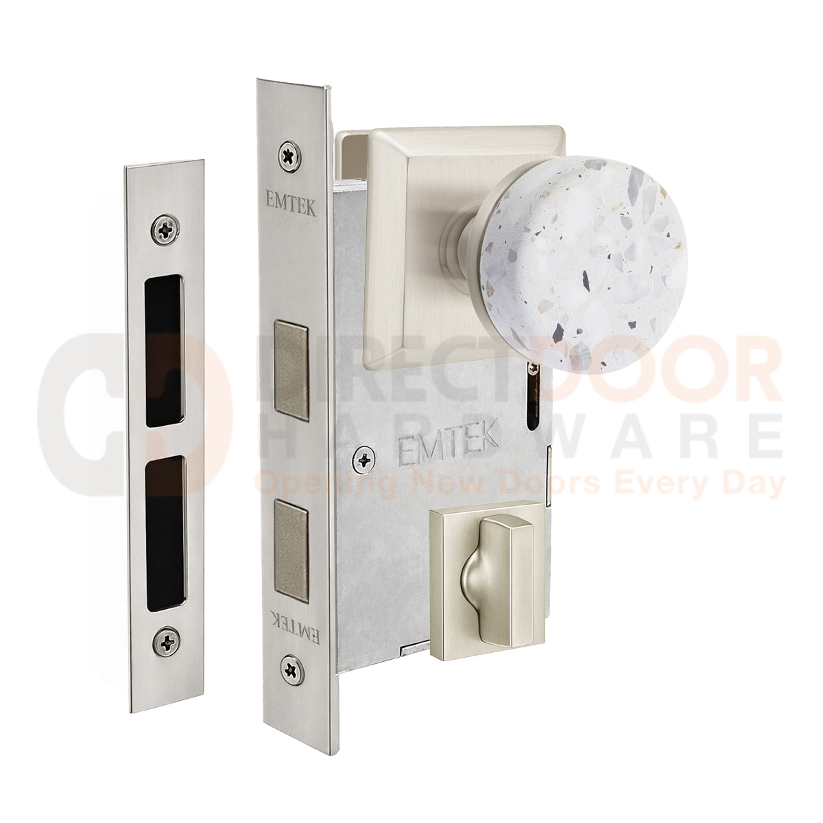 Emtek Light Terrazzo Interior Mortise Knob with Quincy Rosette