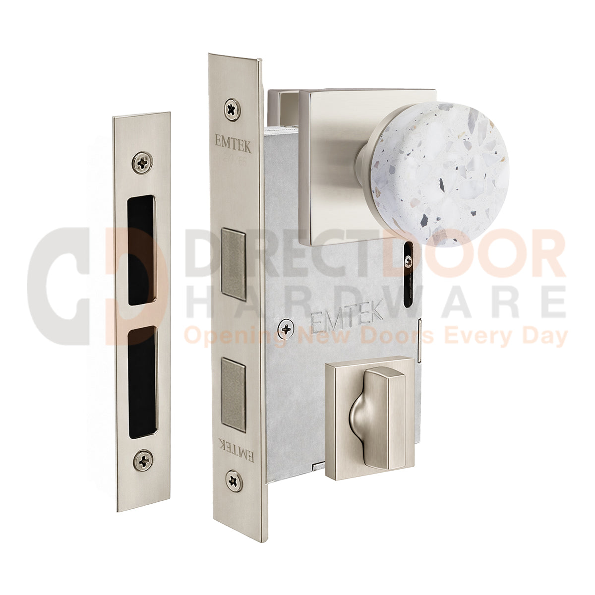 Emtek Light Terrazzo Interior Mortise Knob with Square Rosette