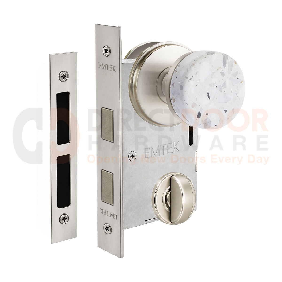 Emtek Light Terrazzo Interior Mortise Knob with Watford Rosette