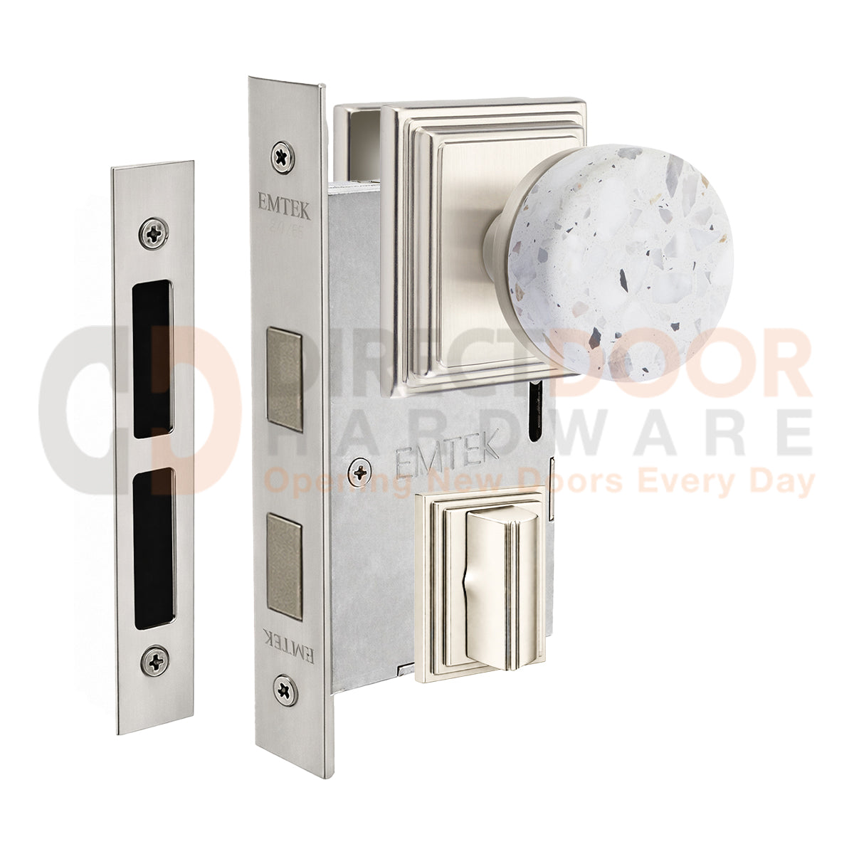 Emtek Light Terrazzo Interior Mortise Knob with Wilshire Rosette