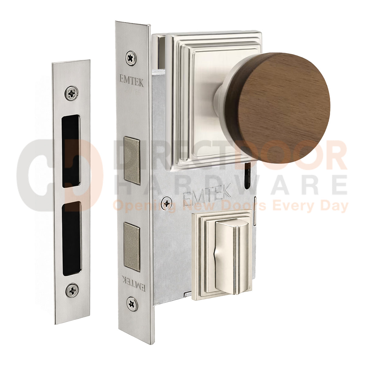 Emtek Walnut Interior Mortise Knob with Wilshire Rosette