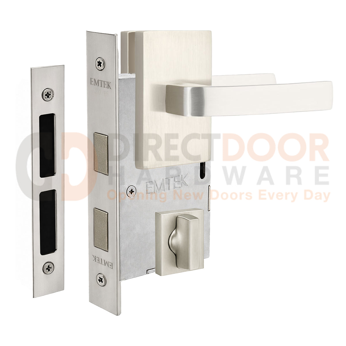 Emtek Breslin Interior Mortise Lever with Modern Rectangular Rosette