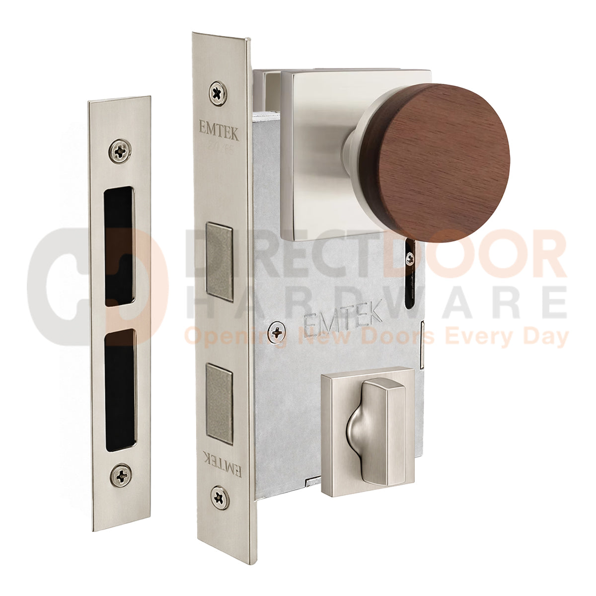 Emtek Walnut Interior Mortise Knob with Square Rosette