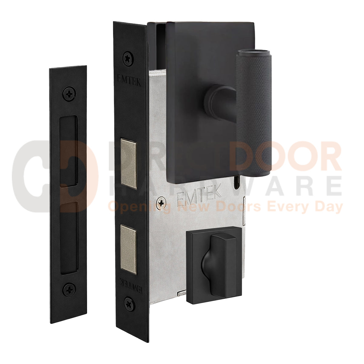 Emtek Ace Knurled Interior Mortise Knob with Modern Rectangular Rosette
