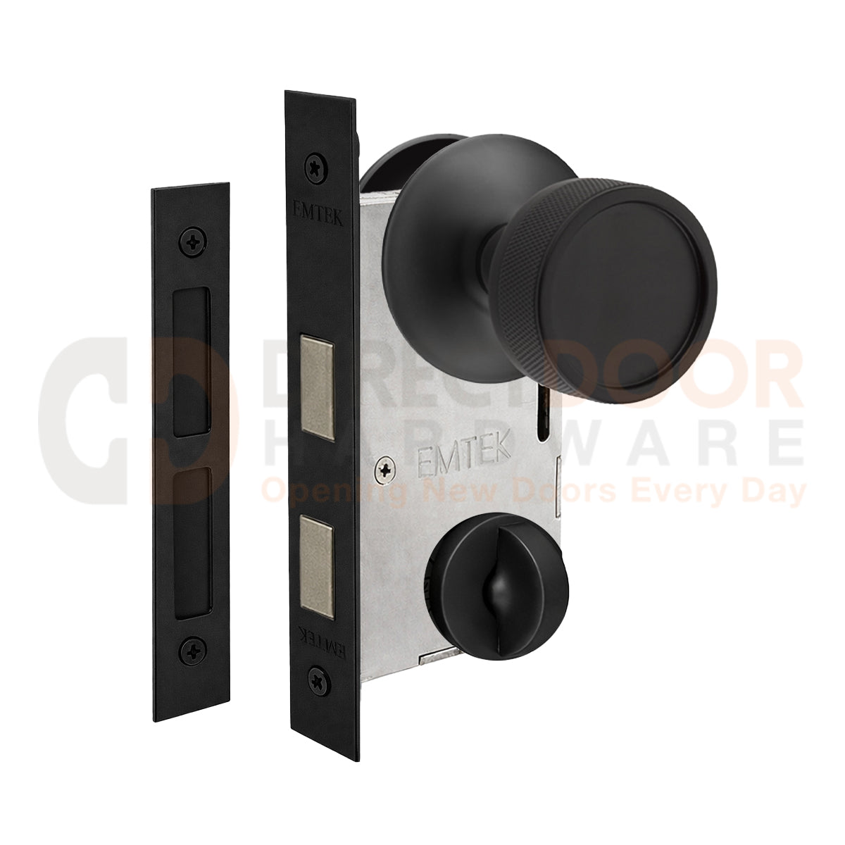 Emtek Conical Knurled Interior Mortise Knob with Modern Rosette