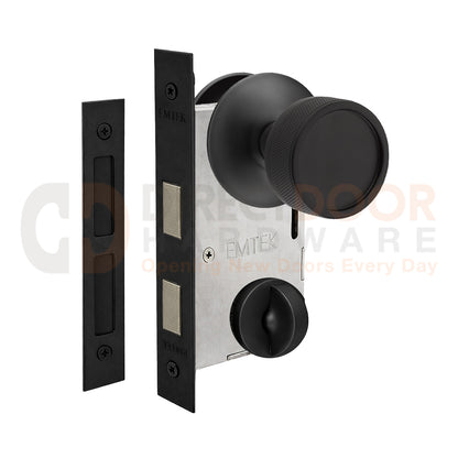 Emtek Conical Knurled Interior Mortise Knob with Modern Rosette
