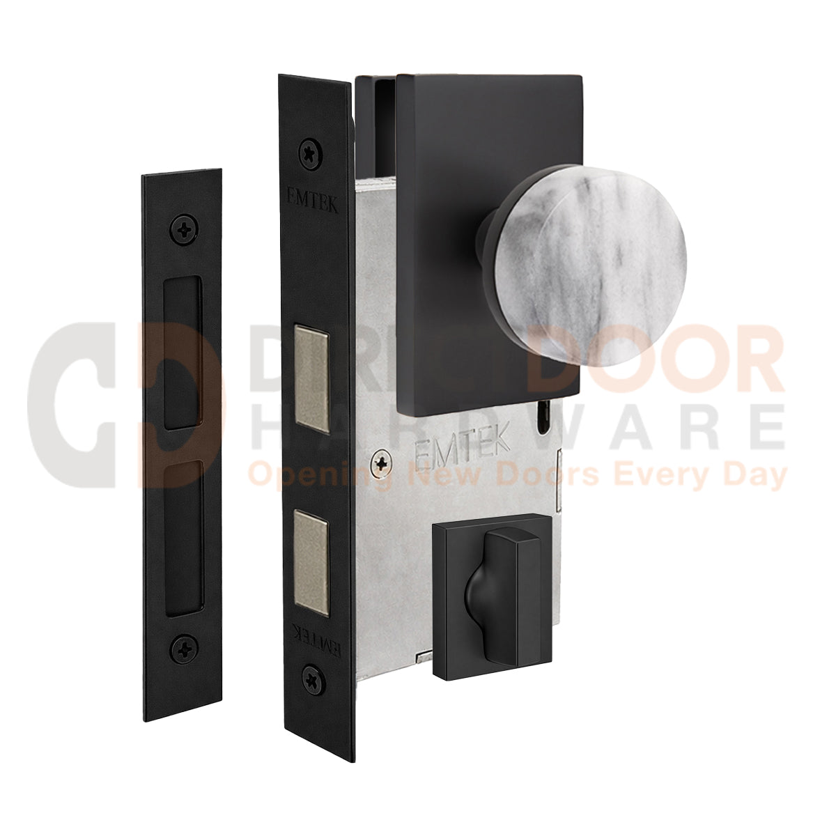 Emtek Conical Marble Interior Mortise Knob with Modern Rectangular Rosette