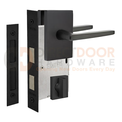 Emtek Hermes Interior Mortise Lever with Modern Rectangular Rosette