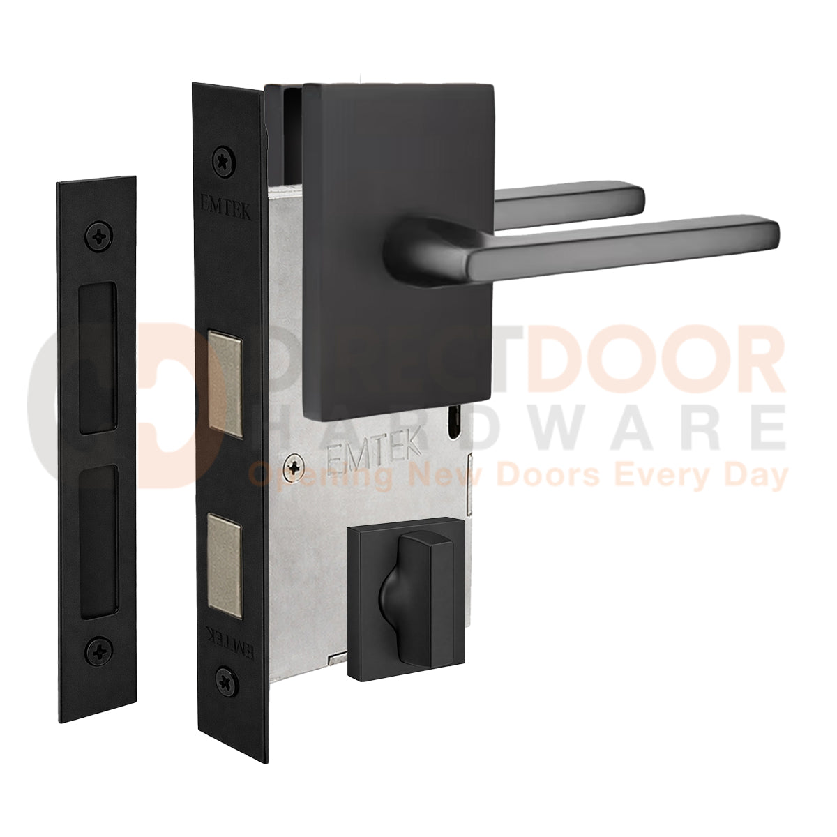 Emtek Helios Interior Mortise Lever with Modern Rectangular Rosette