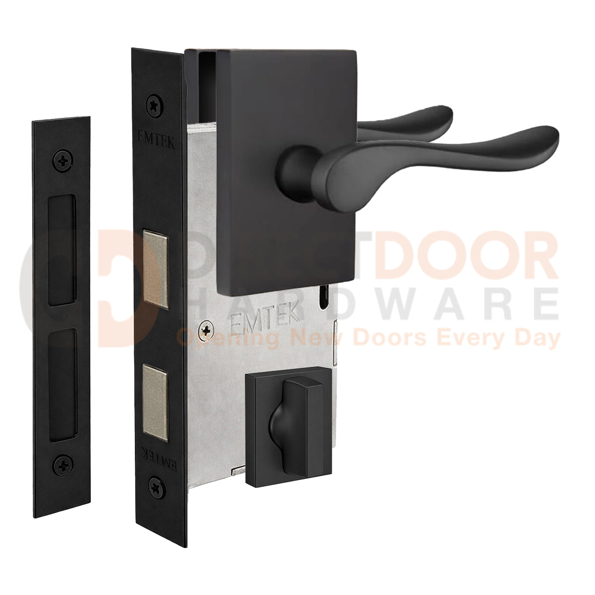 Emtek Luzern Interior Mortise Lever with Modern Rectangular Rosette