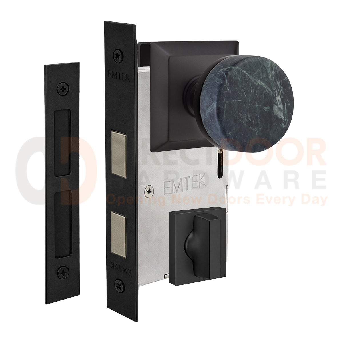 Emtek Green Marble Interior Mortise Knob with Quincy Rosette