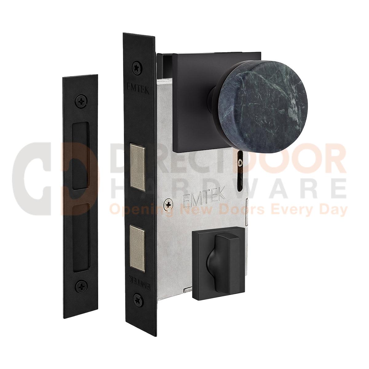 Emtek Green Marble Interior Mortise Knob with Square Rosette