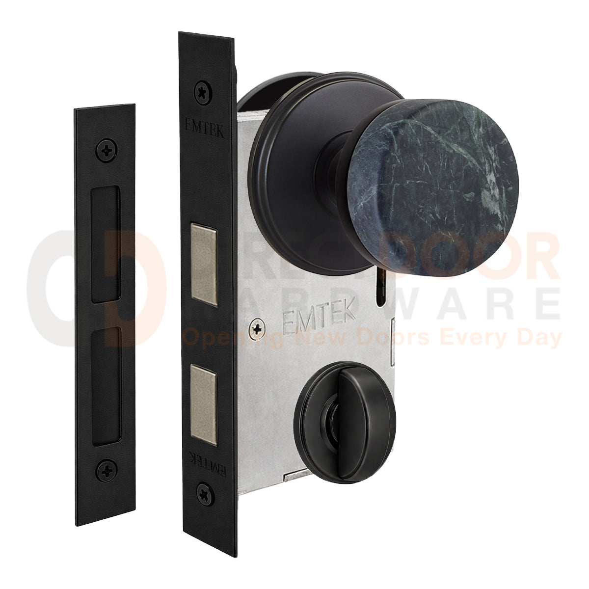 Emtek Green Marble Interior Mortise Knob with Watford Rosette
