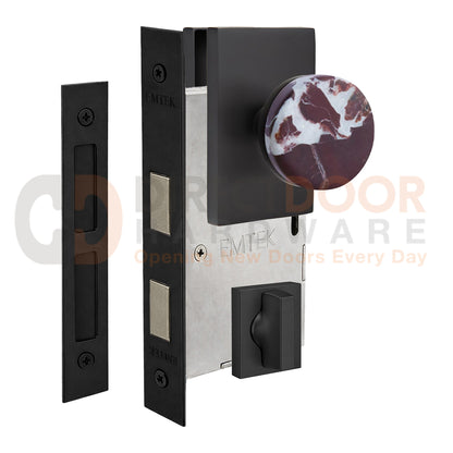 Emtek Rosso Levanto Interior Mortise Knob with Modern Rectangular Rosette