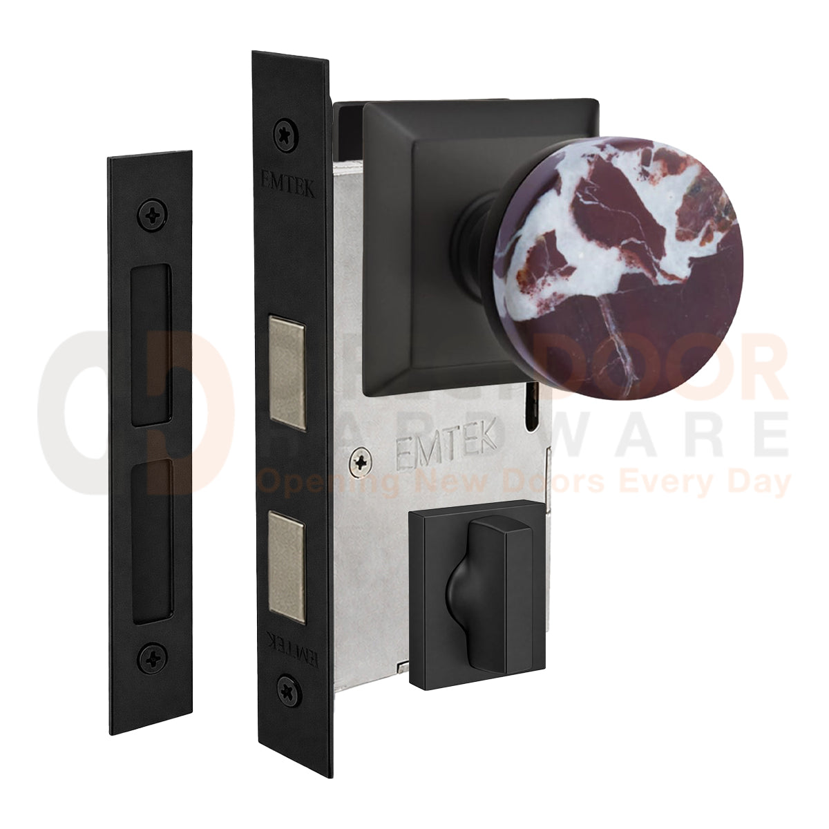 Emtek Rosso Levanto Interior Mortise Knob with Quincy Rosette