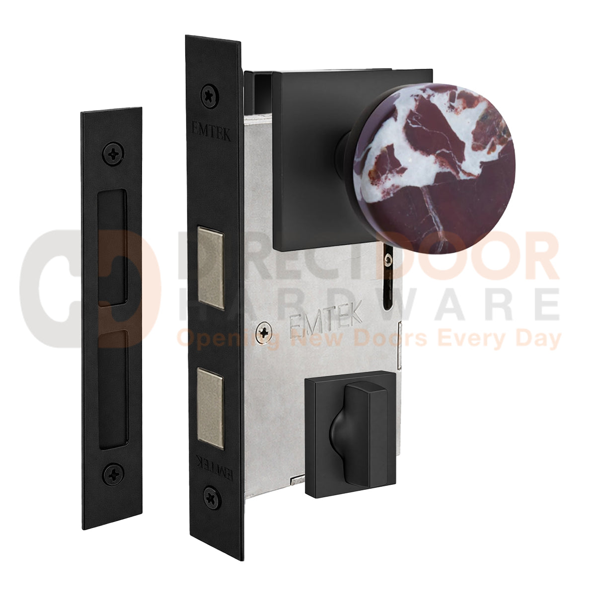 Emtek Rosso Levanto Interior Mortise Knob with Square Rosette