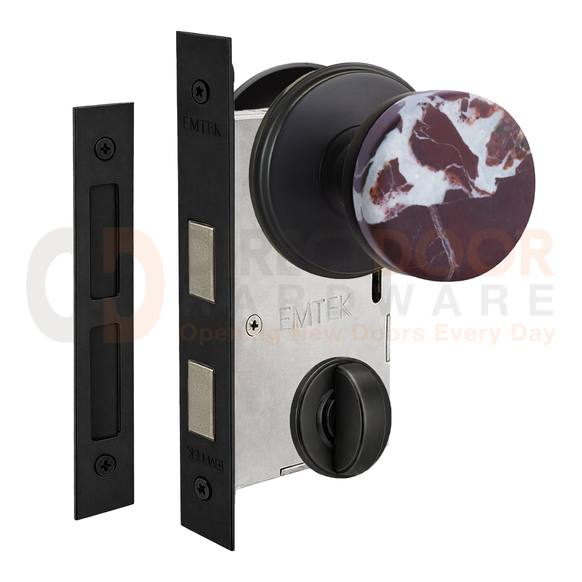 Emtek Rosso Levanto Interior Mortise Knob with Watford Rosette