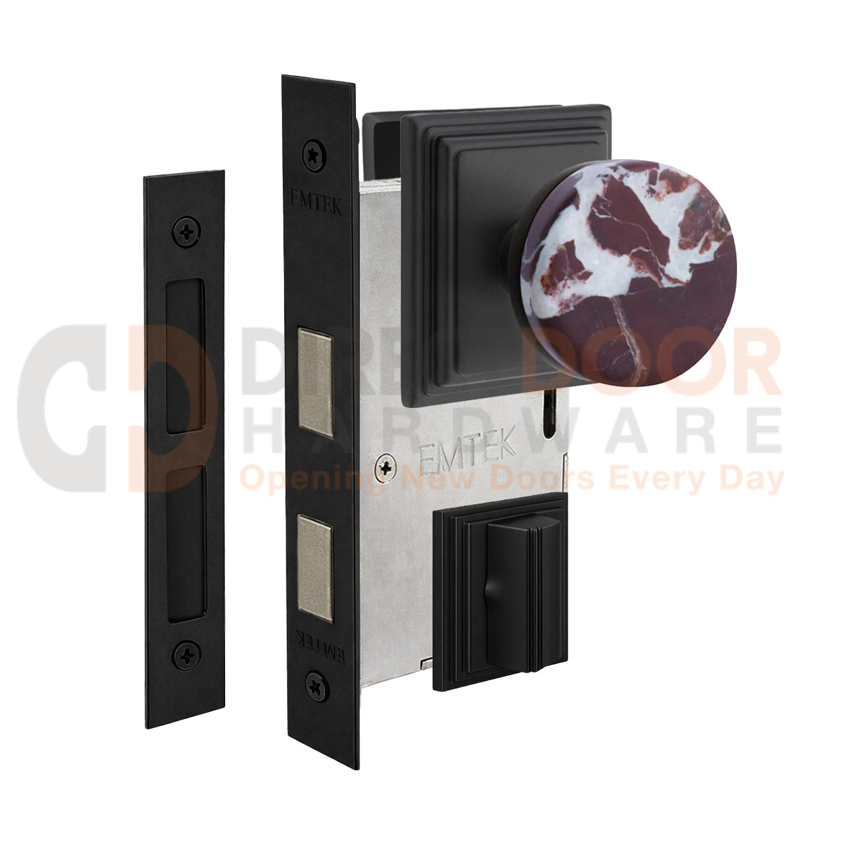 Emtek Rosso Levanto Interior Mortise Knob with Wilshire Rosette