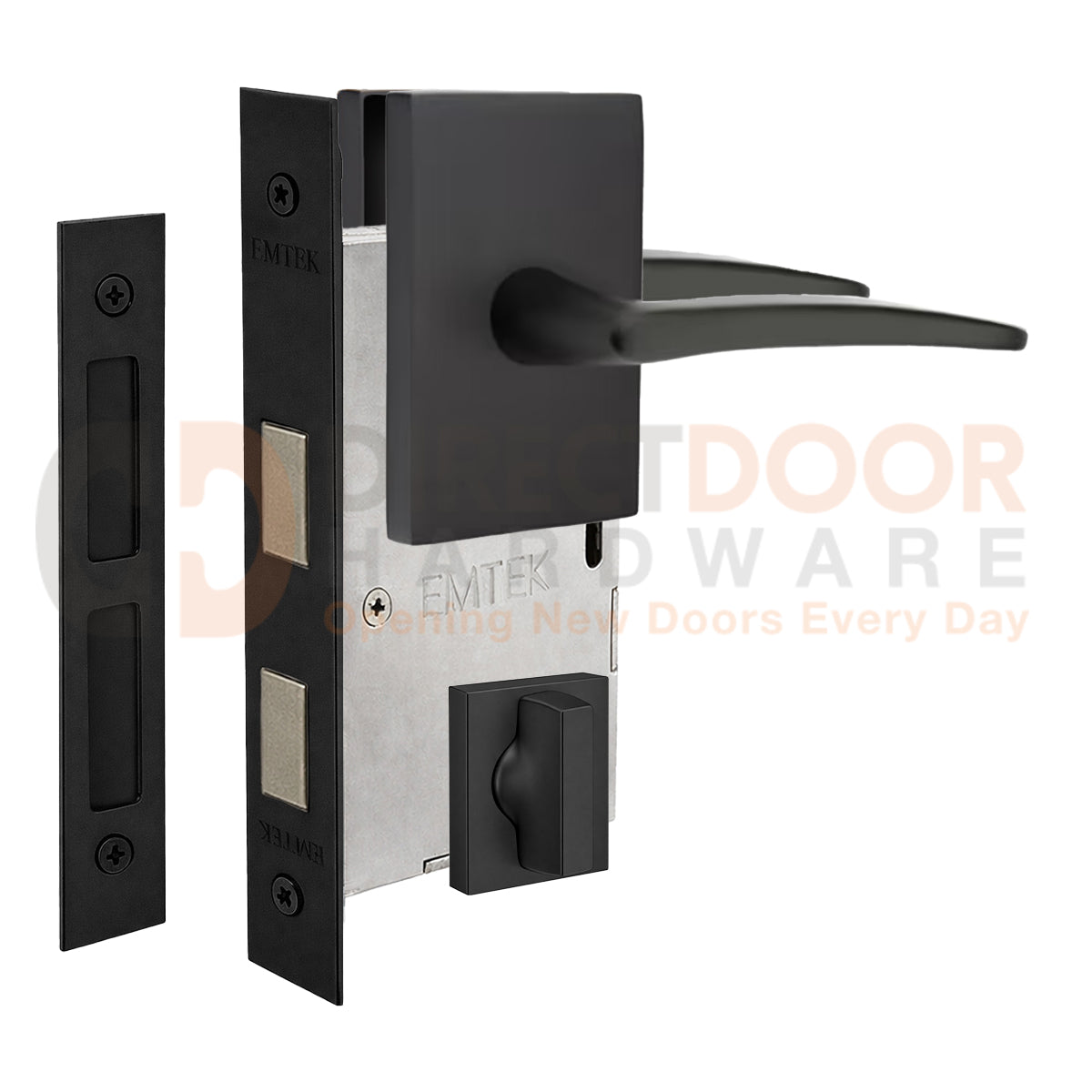 Emtek Poseidon Interior Mortise Lever with Modern Rectangular Rosette