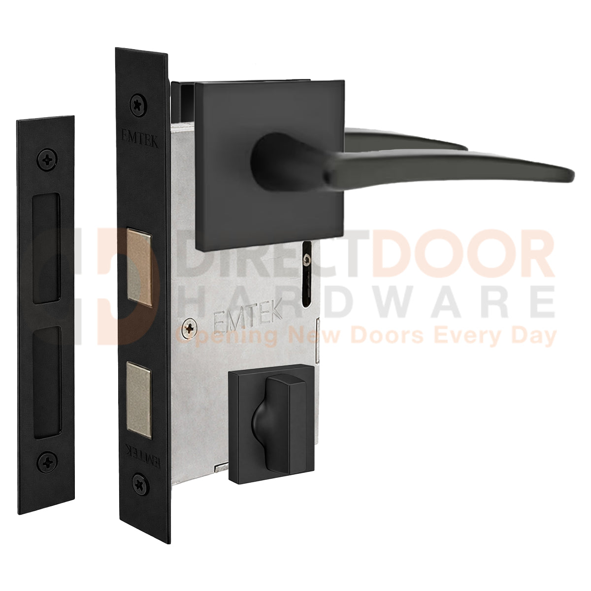 Emtek Poseidon Interior Mortise Lever with Square Rosette