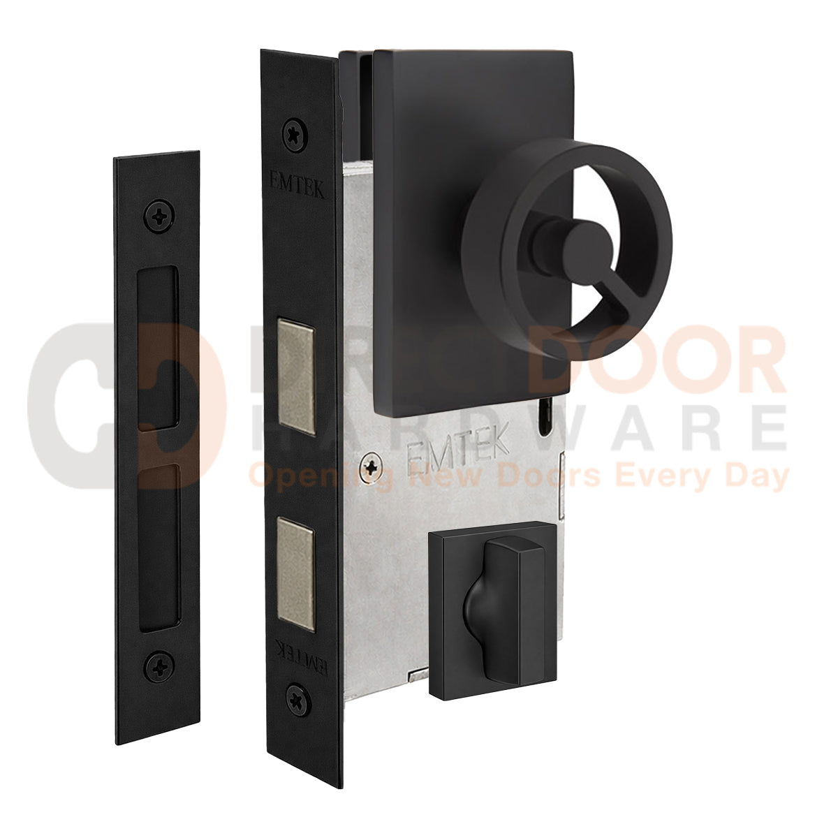 Emtek Spoke Interior Mortise Knob with Modern Rectangular Rosette