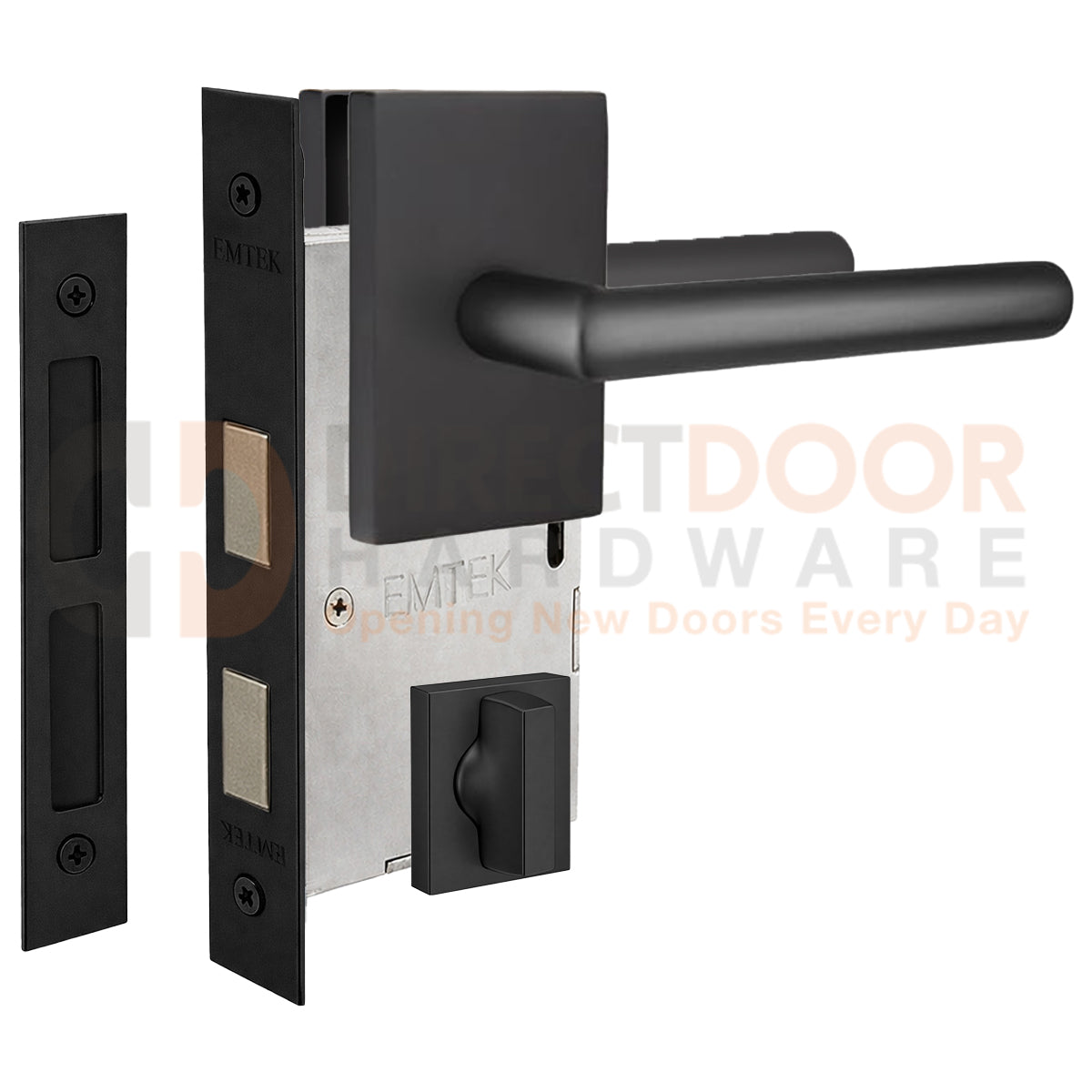 Emtek Stuttgart Interior Mortise Lever with Modern Rectangular Rosette