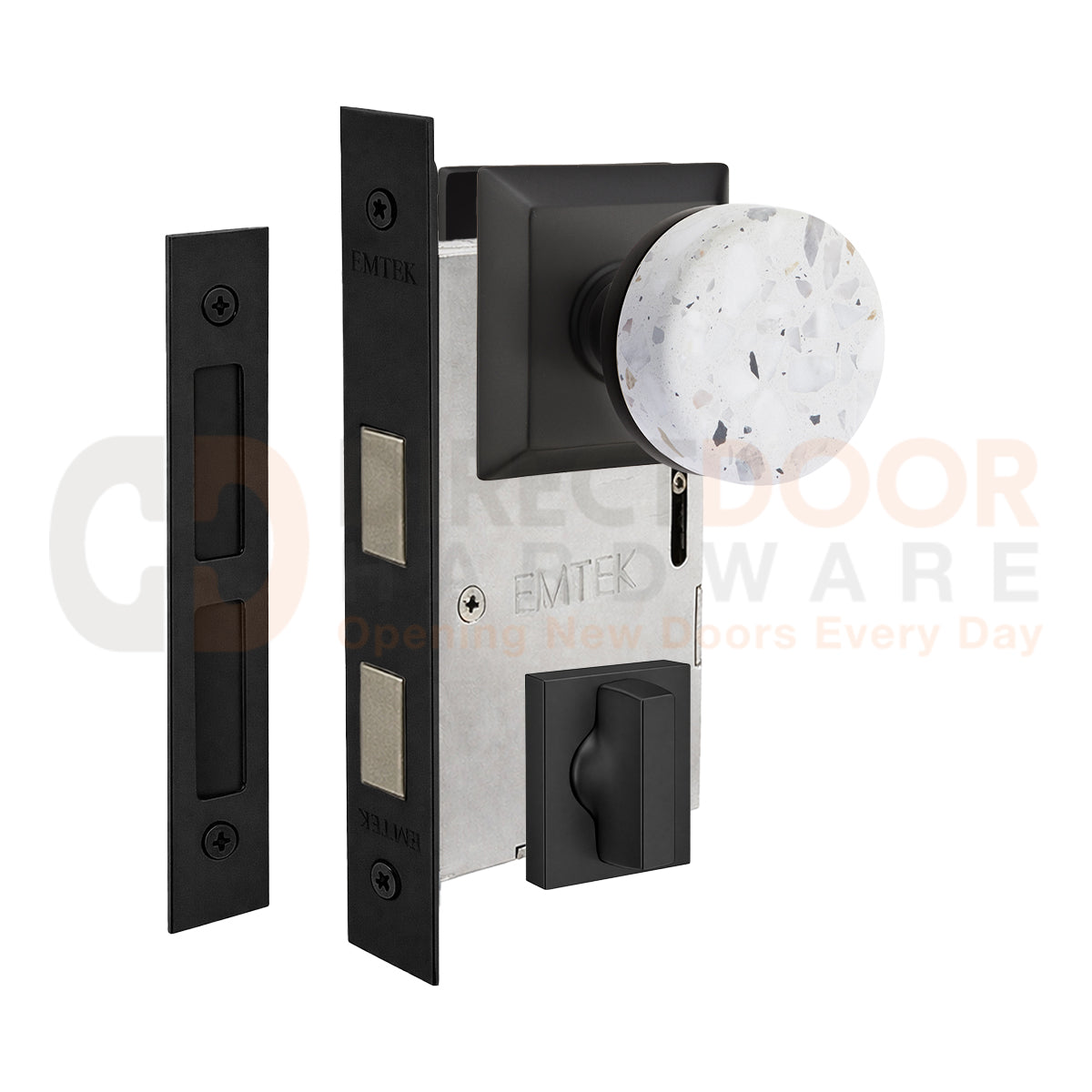 Emtek Light Terrazzo Interior Mortise Knob with Quincy Rosette