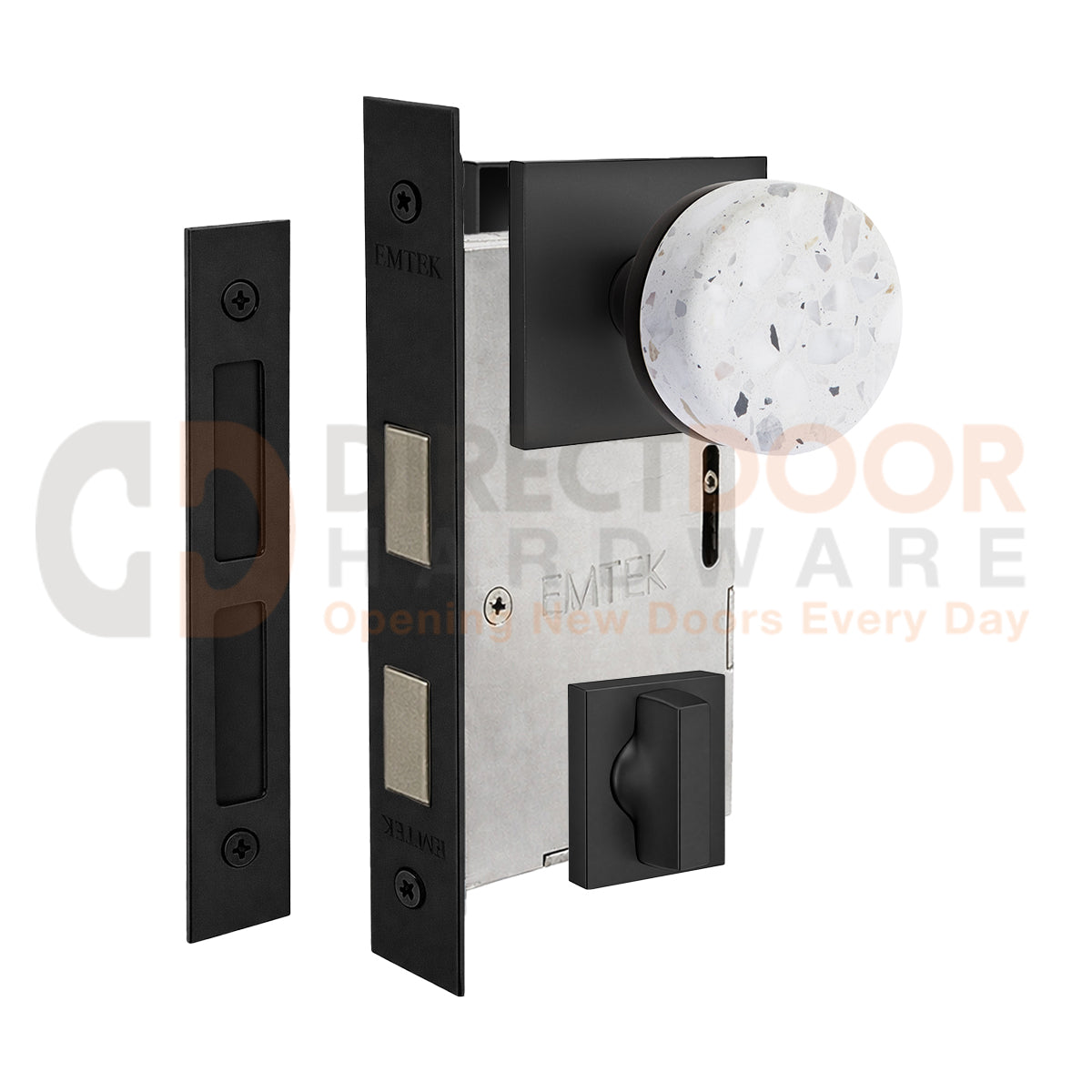 Emtek Light Terrazzo Interior Mortise Knob with Square Rosette