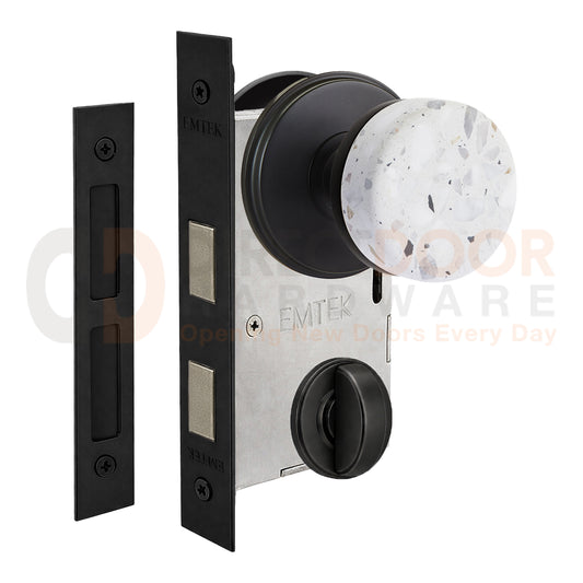 Emtek Light Terrazzo Interior Mortise Knob with Watford Rosette