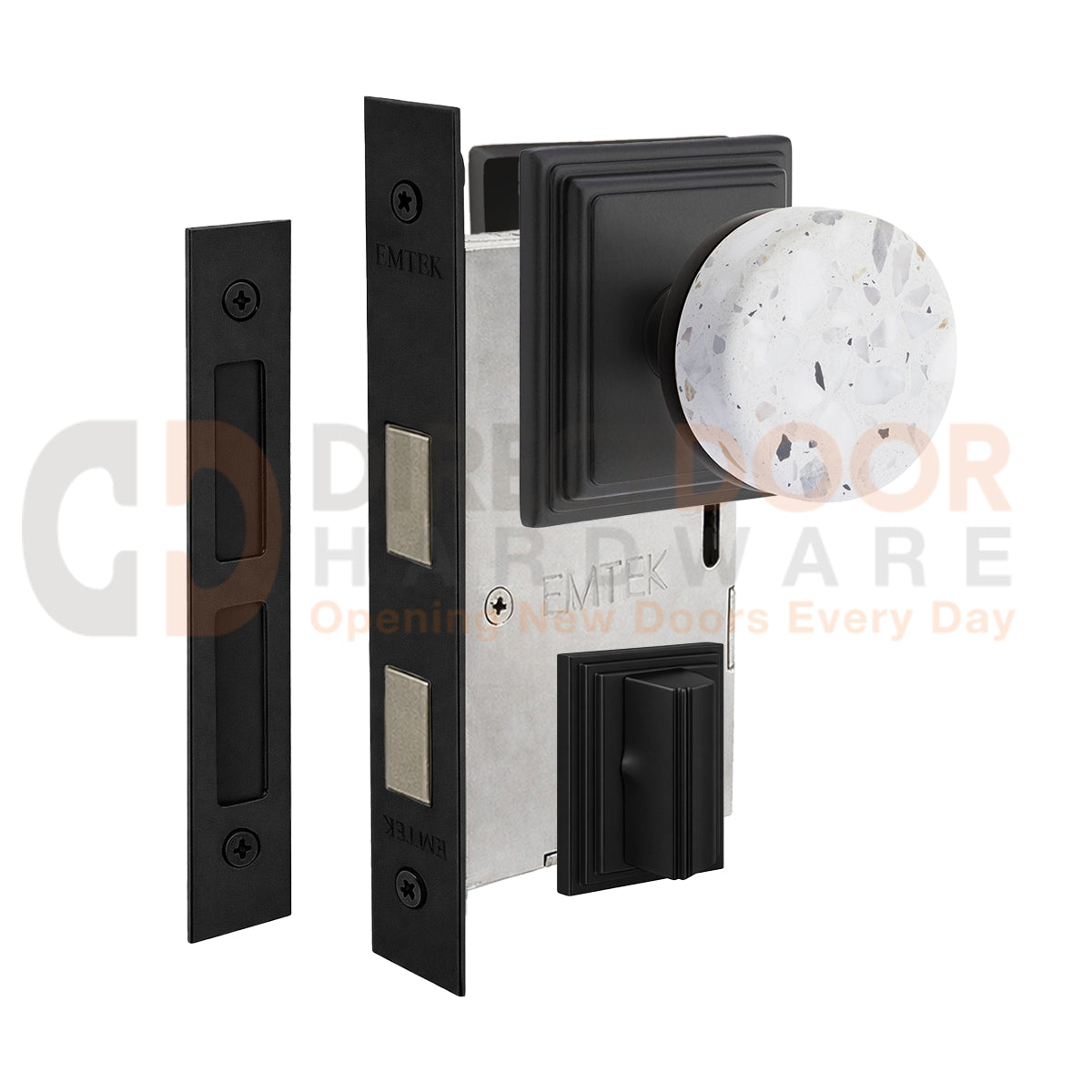 Emtek Light Terrazzo Interior Mortise Knob with Wilshire Rosette