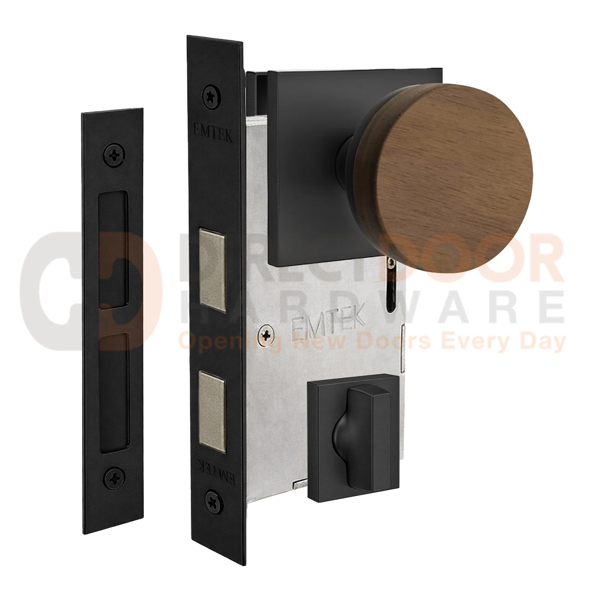 Emtek Walnut Interior Mortise Knob with Square Rosette