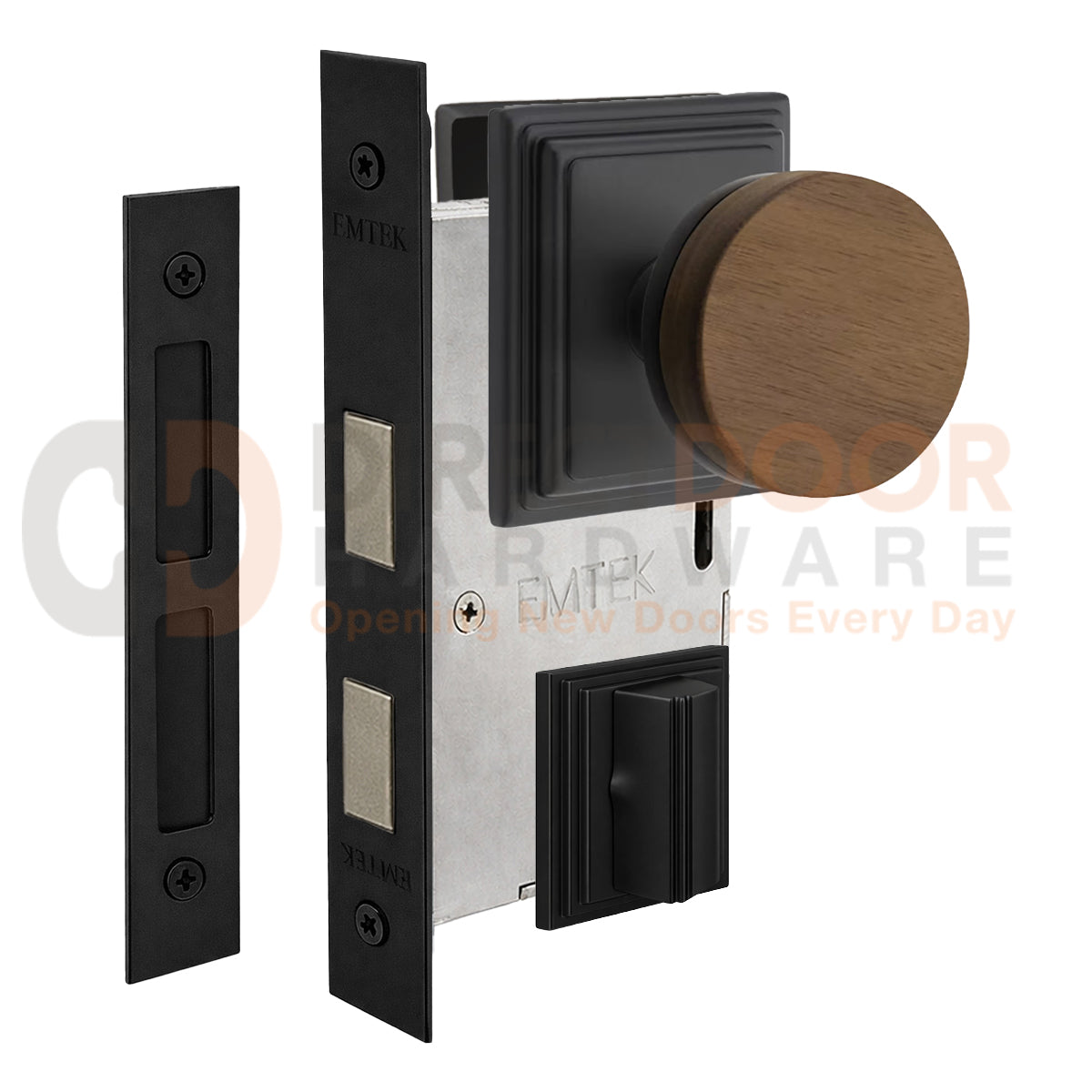 Emtek Walnut Interior Mortise Knob with Wilshire Rosette