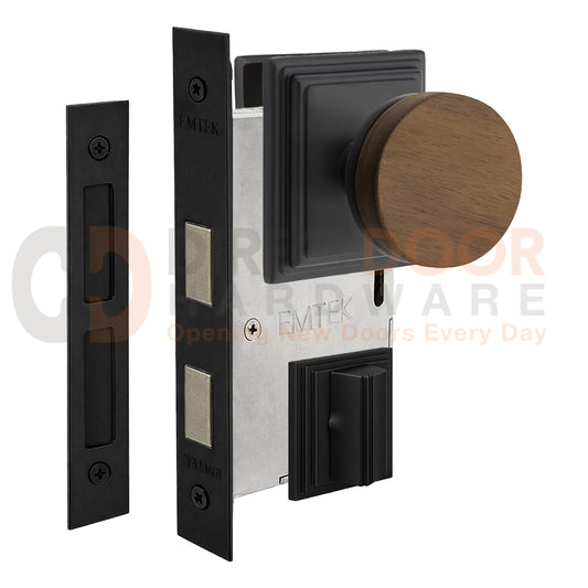 Emtek Walnut Interior Mortise Knob with Wilshire Rosette