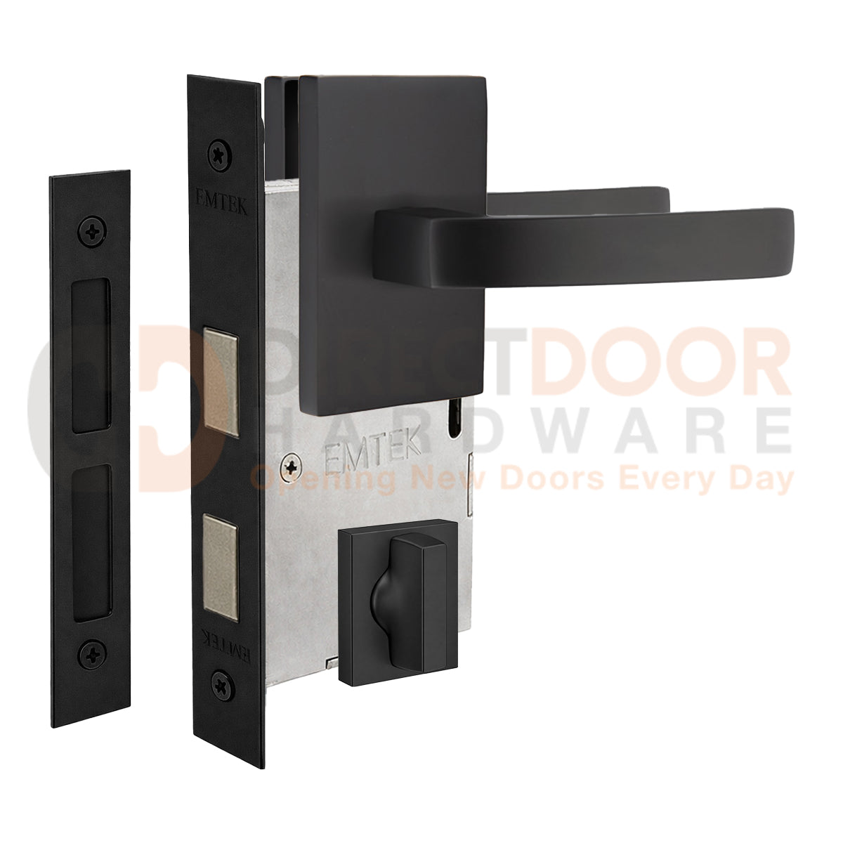 Emtek Breslin Interior Mortise Lever with Modern Rectangular Rosette