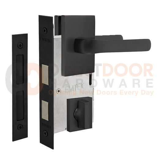 Emtek Spencer Interior Mortise Lever with Modern Rectangular Rosette